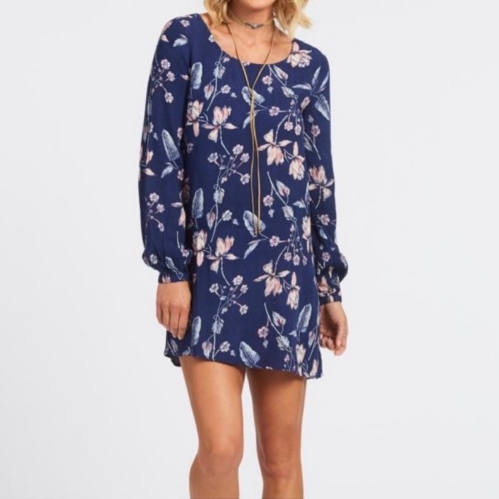 Billabong Floral Mini Dress Blue Size Small